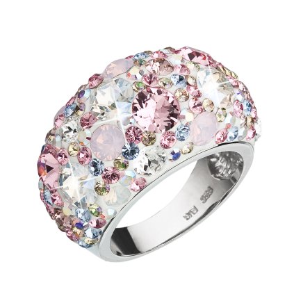 Stříbrný prsten s krystaly Swarovski růžový 35028.3 (Velikost 54 (ø17,2 mm))