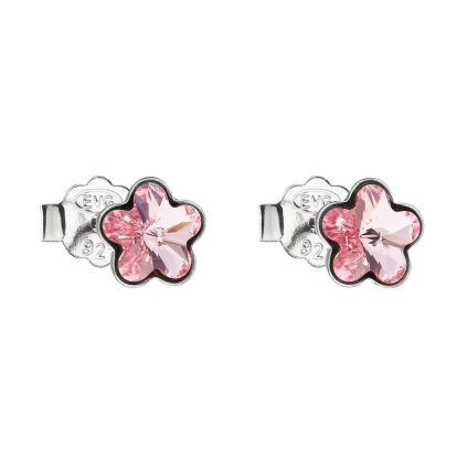 16952 stribrne nausnice pecka s krystaly swarovski ruzova kyticka 31080 3