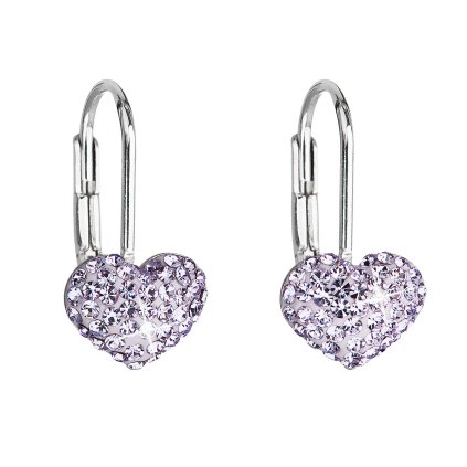 17009 stribrne nausnice visaci s krystaly swarovski fialove srdce 31125 3