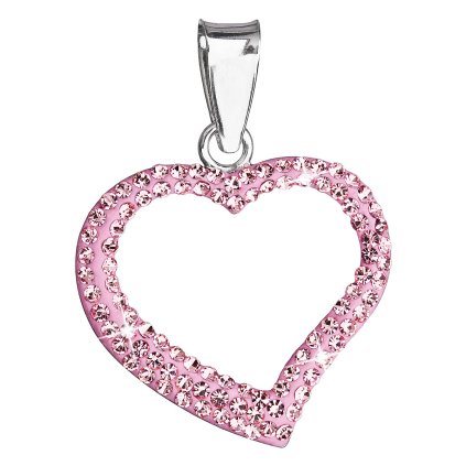 Stříbrný přívěsek s krystaly Swarovski růžové srdce 34093.3 (34093.3 Barva Fialová)