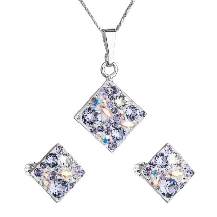 17366 sada sperku s krystaly swarovski nausnice retizek a privesek fialovy kosoctverec 39126 3 violet