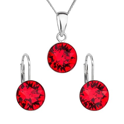 17390 sada sperku s krystaly swarovski nausnice retizek a privesek cervene kulate 39140 3