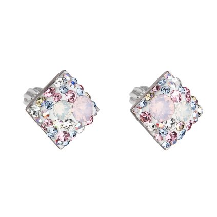 17444 stribrne nausnice pecka s krystaly swarovski ruzovy kosoctverec 31169 3