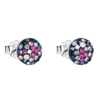 17651 stribrne nausnice pecka s krystaly swarovski mix barev kulate 31136 4 galaxy