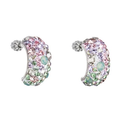 17672 stribrne nausnice visaci s krystaly swarovski mix barev pulkruh 31164 3 sakura