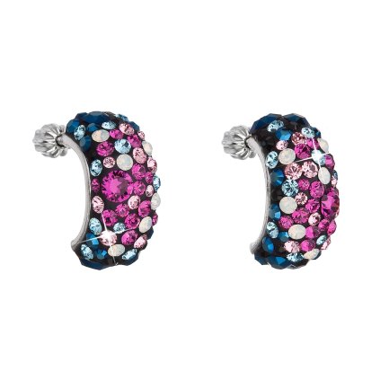 17678 stribrne nausnice visaci s krystaly swarovski mix barev pulkruh 31164 4 galaxy