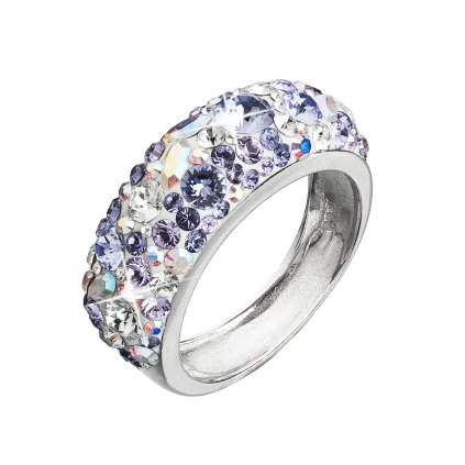 Stříbrný prsten s krystaly Swarovski fialový 35031.3 violet (Velikost 52 (ø16,6 mm))
