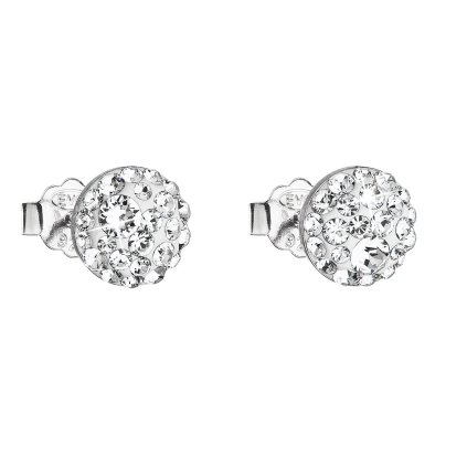 17930 stribrne nausnice pecka s krystaly swarovski bile kulate 31136 1