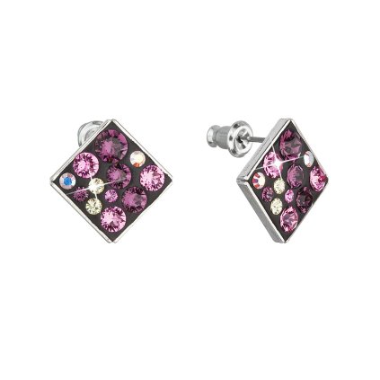 18458 nausnice bizuterie se swarovski krystaly fialove kosoctverec 51032 3 amethyst