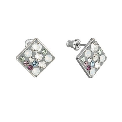 18461 nausnice bizuterie se swarovski krystaly mix barev bila zelena fialova kosoctverec 51032 3 antique