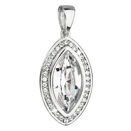 19418 stribrny privesek s krystaly swarovski bily oval 34199 1
