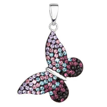 19871 stribrny privesek s krystaly swarovski mix barev motyl 34192 3 magic violet