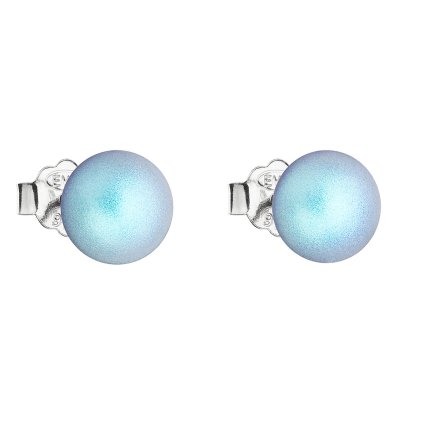 19892 stribrne nausnice pecka se svetle modrou matnou swarovski perlou 31142 3