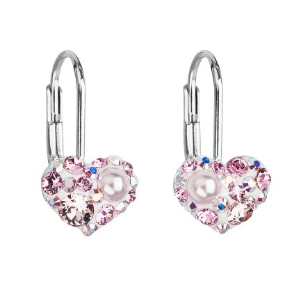 20189 stribrne nausnice visaci s krystaly swarovski ruzove srdce 31125 9