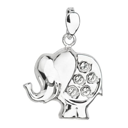 21206 stribrny privesek s krystaly swarovski bily slon 34223 1