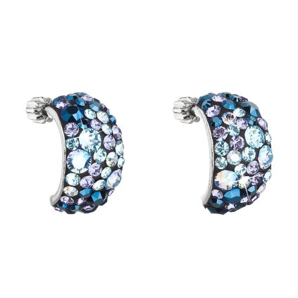 21221 stribrne nausnice visaci s krystaly swarovski modre pulkruh 31164 3 blue style