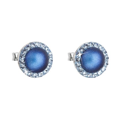 21245 stribrne nausnice pecka s krystaly swarovski a tmave modrou matnou perlou kulate 31214 3