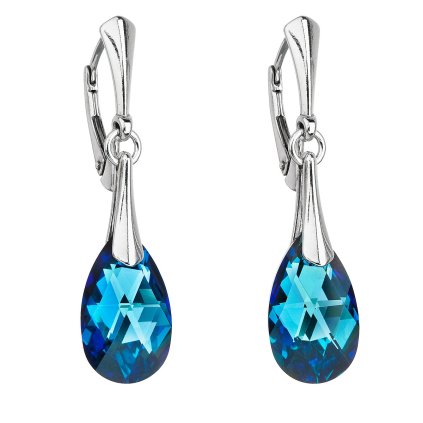 21248 stribrne nausnice visaci s krystaly swarovski modra slza 31215 5