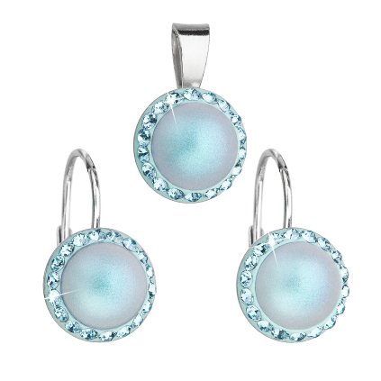 21266 sada sperku s krystaly swarovski nausnice a privesek se svetle modrou matnou perlou kulate 39091 3