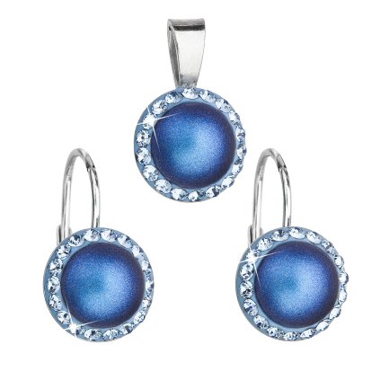21269 sada sperku s krystaly swarovski nausnice a privesek s tmave modrou matnou perlou kulate 39091 3