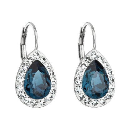 21509 stribrne nausnice visaci s krystaly swarovski modra slza 31242 3
