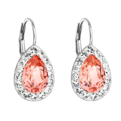 21512 stribrne nausnice visaci s krystaly swarovski oranzova slza 31242 3