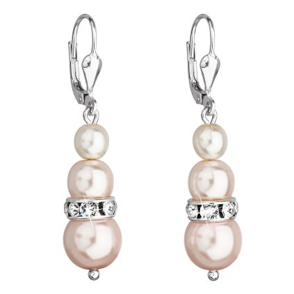 21716 stribrne nausnice visaci se syntetickymi perlami a krystaly swarovski ruzove kulate 31150 3