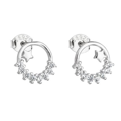 23105 stribrne nausnice pecka se zirkonem bily kruh 11076 1