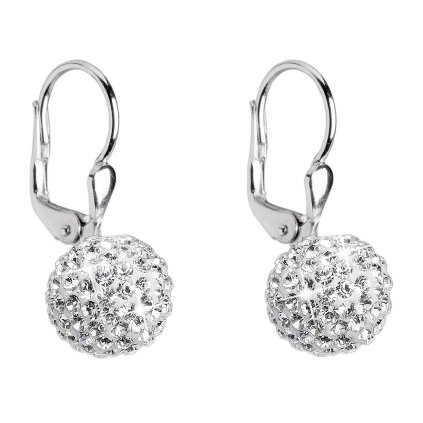 23468 stribrne nausnice visaci s krystaly swarovski bile kulicky 31110 1