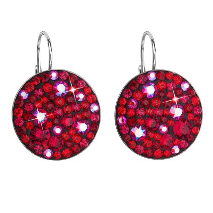 23669 stribrne nausnice visaci s krystaly swarovski cervene kulate 31161 3 cherry