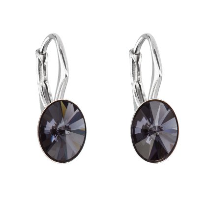 23708 stribrne nausnice visaci s krystaly swarovski cerny oval 31276 3
