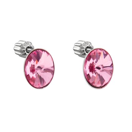 23729 stribrne nausnice pecka s krystaly swarovski ruzovy oval 31274 3