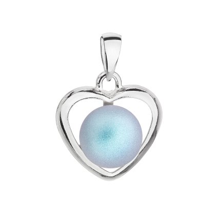23798 stribrny privesek se svetle modrou matnou swarovski perlou srdce 34246 3