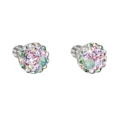 24569 stribrne nausnice pecka s krystaly swarovski mix barev kulate 31336 3 sakura