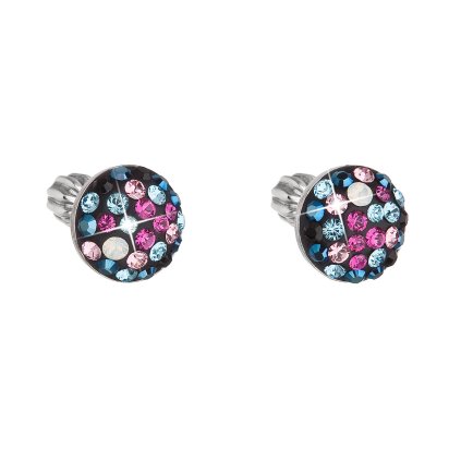 24578 stribrne nausnice pecka s krystaly swarovski mix barev kulate 31336 4 galaxy