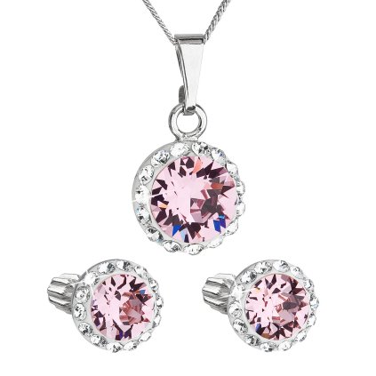 24743 sada sperku s krystaly swarovski nausnice retizek a privesek ruzove kulate 39352 3 light rose