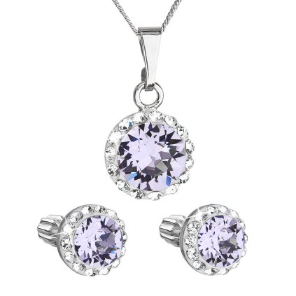 24752 sada sperku s krystaly swarovski nausnice retizek a privesek fialove kulate 39352 3 violet