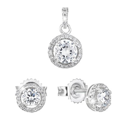25211 sada sperku se zirkonem nausnice a privesek bile kulate 19026 1