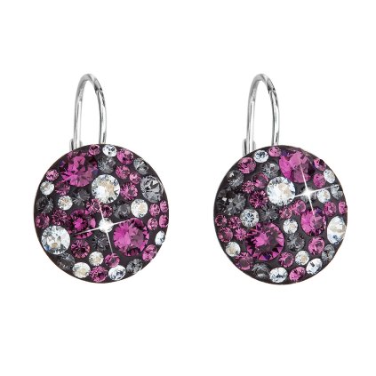 25763 stribrne nausnice visaci s krystaly swarovski fialove kulate 31176 3 dark amethyst
