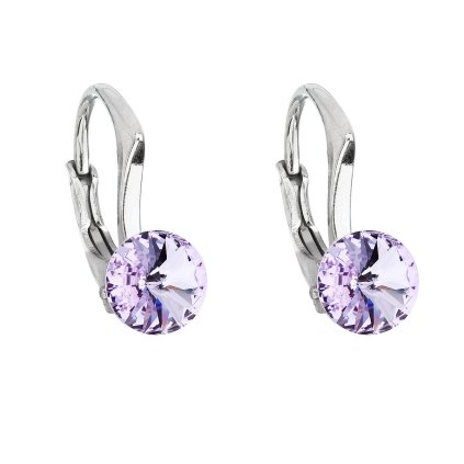 25841 stribrne nausnice visaci s krystaly swarovski fialove kulate 31230 3 violet