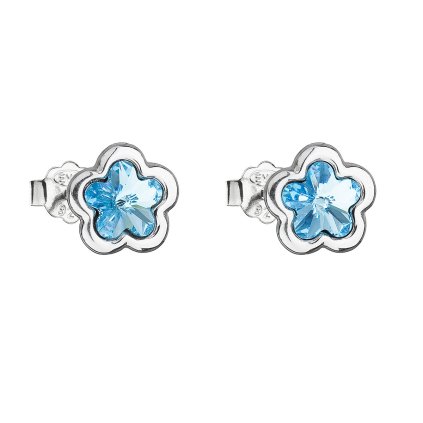 25847 stribrne nausnice pecka s krystaly swarovski modra kyticka 31255 3