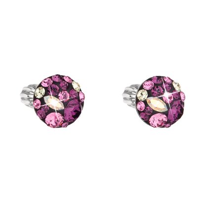 25871 stribrne nausnice pecka s krystaly swarovski fialove kulate 31336 3 amethyst