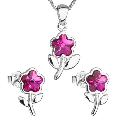 26039 sada sperku s krystaly swarovski nausnice retizek a privesek ruzova kyticka 39172 3 fuchsia
