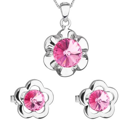 26051 sada sperku s krystaly swarovski nausnice retizek a privesek ruzova kyticka 39173 3