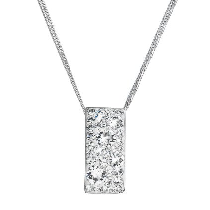 26525 stribrny nahrdelnik se swarovski krystaly bily obdelnik 32074 1