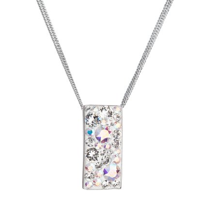 26528 stribrny nahrdelnik se swarovski krystaly obdelnik 32074 2 ab efekt