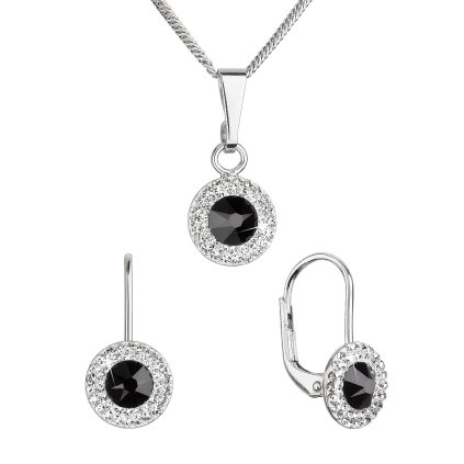 27578 sada sperku s krystaly swarovski nausnice a privesek cerne kulate 39109 3 jet