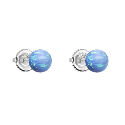 27827 stribrne nausnice pecky se syntetickym opalem svetle modre kulate 11246 3 lt blue
