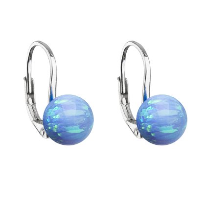 27830 stribrne visaci nausnice se syntetickym opalem svetle modre kulate 11245 3 lt blue
