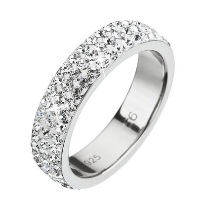 Stříbrný prsten s krystaly Preciosa bílý 35001.1 white (Velikost 48 (ø15,3 mm))